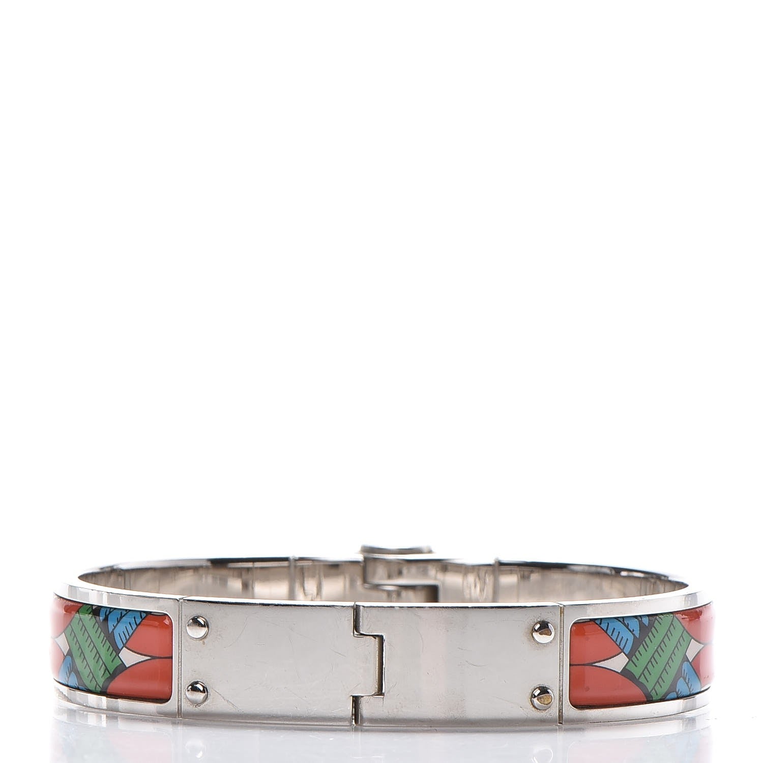 Hermes Enamel Printed Narrow Balades Equestres Folk Hinged Bracelet M 3 of 5