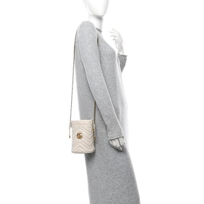 Gucci Calfskin Matelasse Mini GG Marmont 2.0 Bucket Bag White 2 of 10