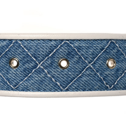 Chanel Denim Quilted CC Belt  85 34 Blue White 4 of 9