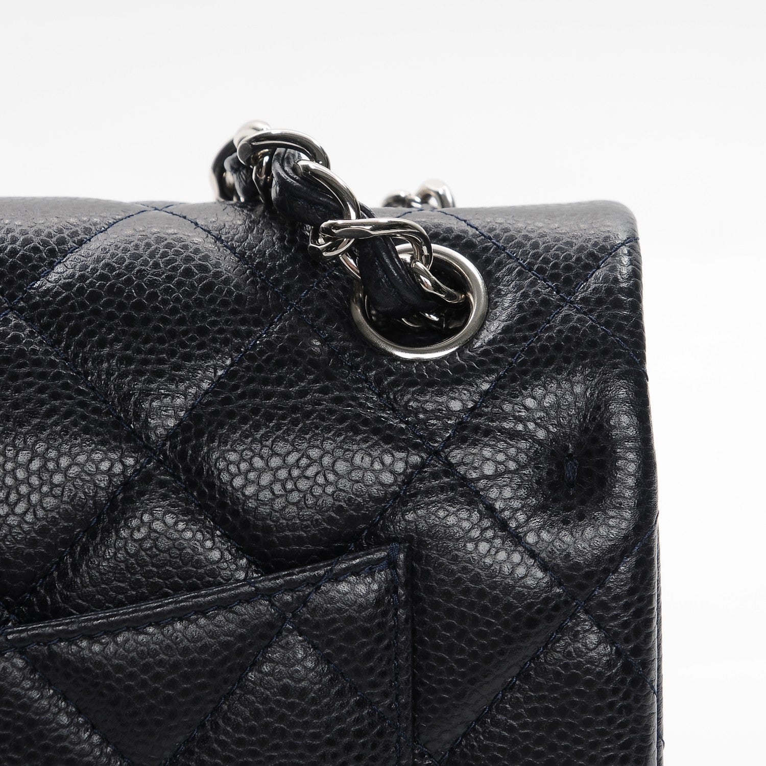 Chanel Caviar Quilted Jumbo Double Flap Navy Blue 8 of 10