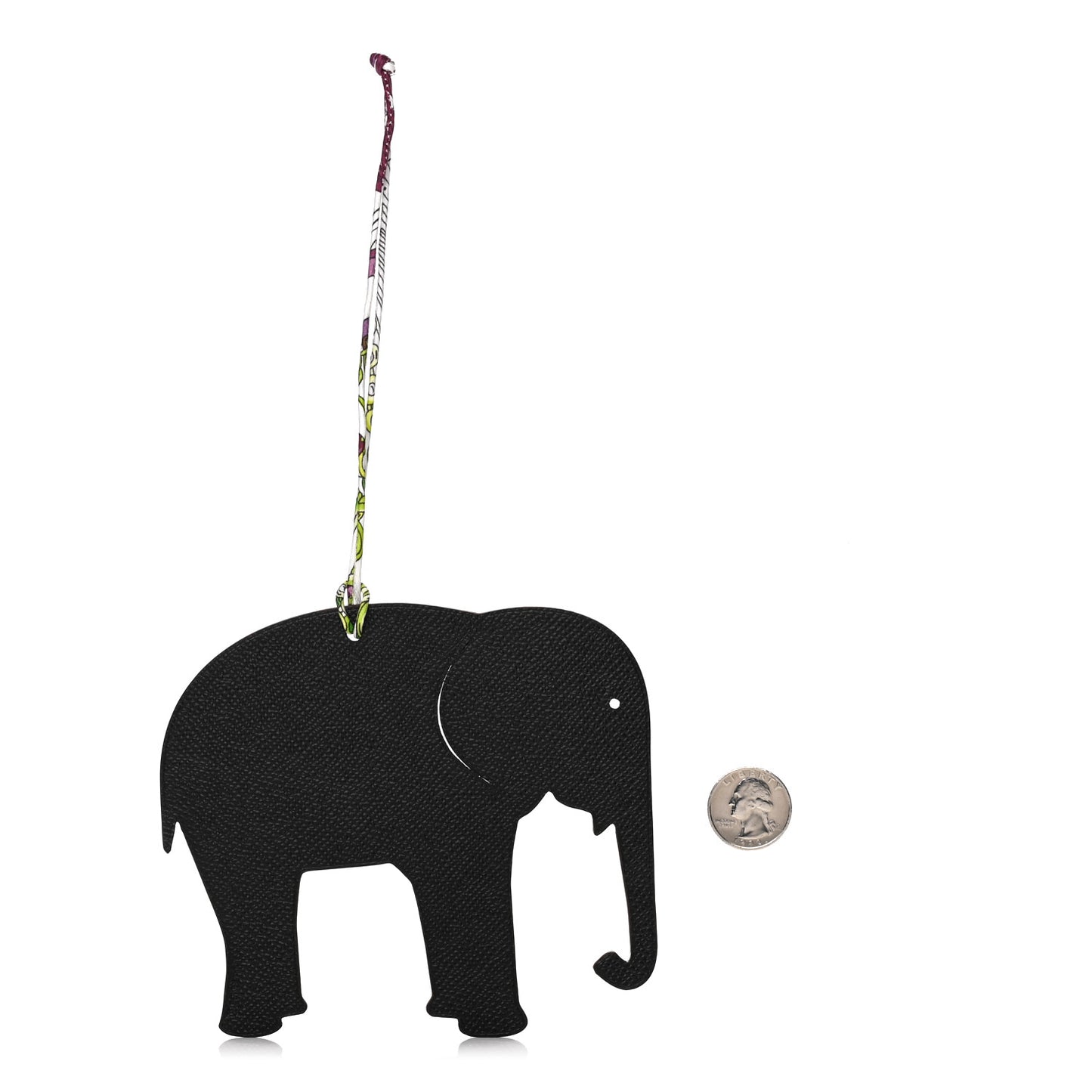 Epsom Togo Petit H Elephant Bag Charm Black Rouge H