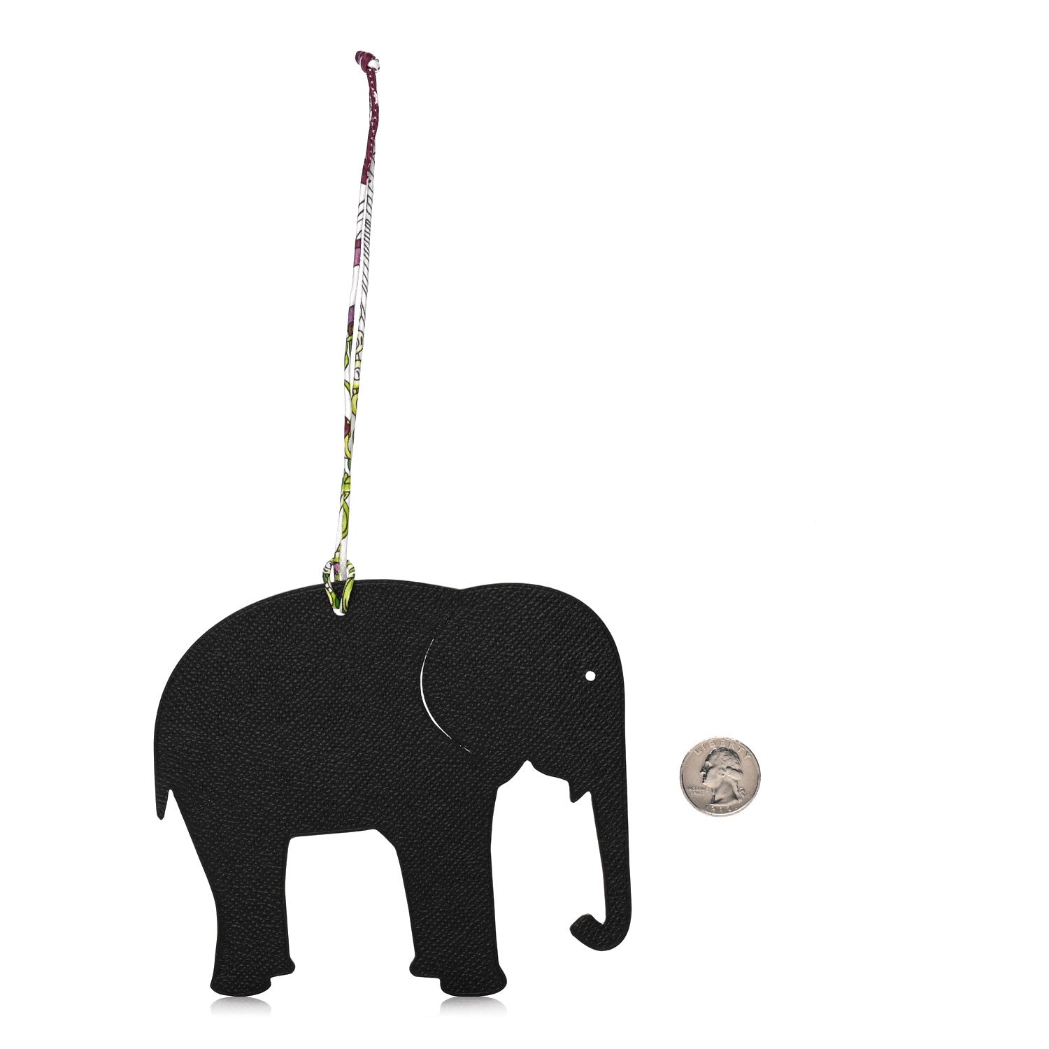 Hermes Epsom Togo Petit H Elephant Bag Charm Black Rouge H 2 of 4