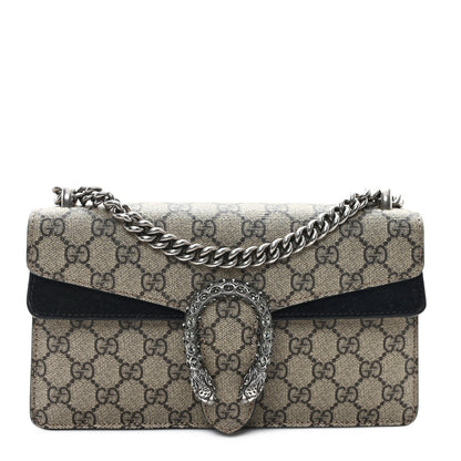 Gucci GG Supreme Monogram Suede Crystal Small Dionysus Shoulder Bag Beige Ebony Black 1 of 12