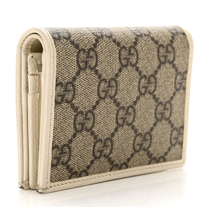 Gucci GG Supreme Monogram Azalea Calfskin Horsebit 1955 Card Case Wallet Beige Ebony Mystic White 3 of 9
