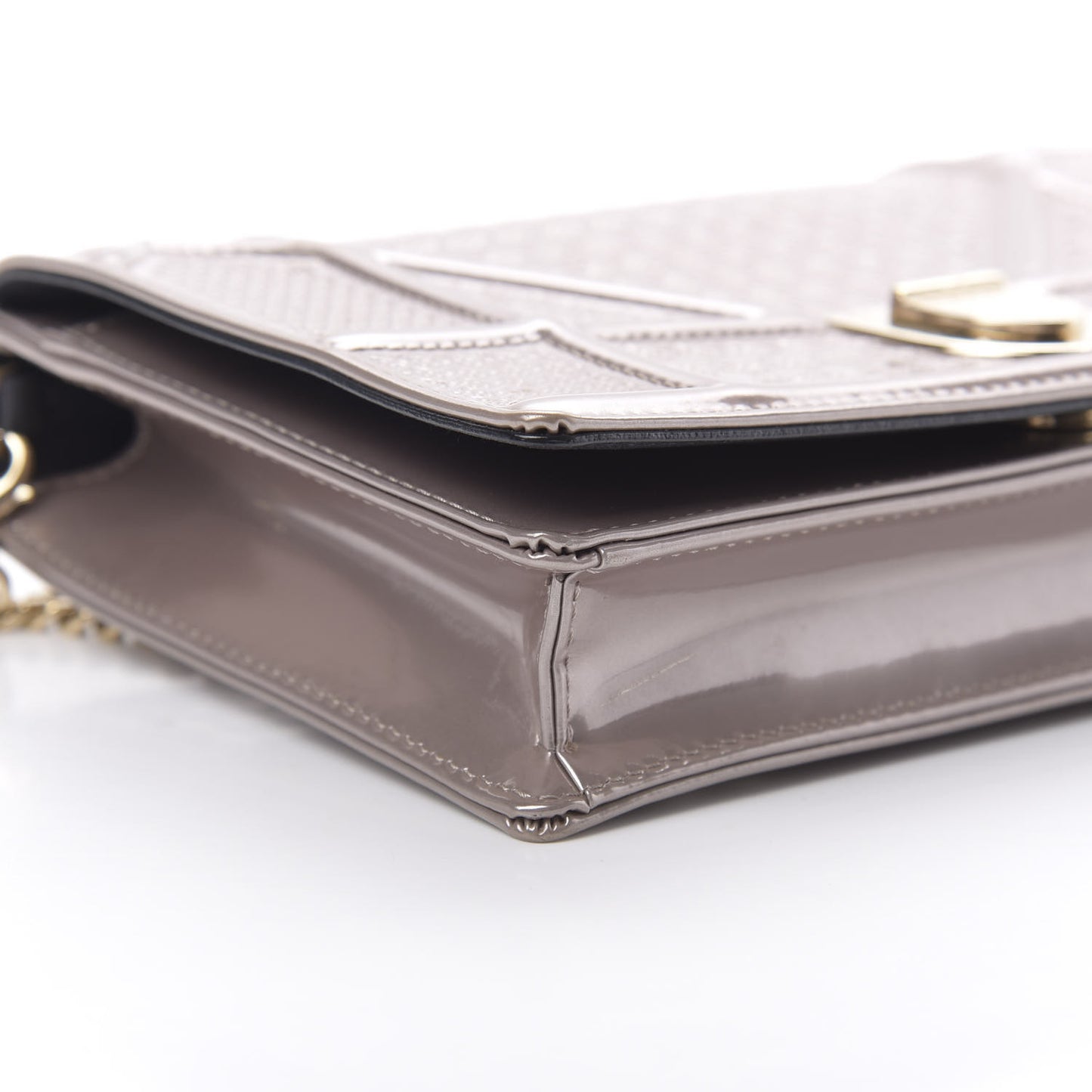Metallic Patent Micro-Cannage Diorama Wallet on Chain Pouch Hyper Pink