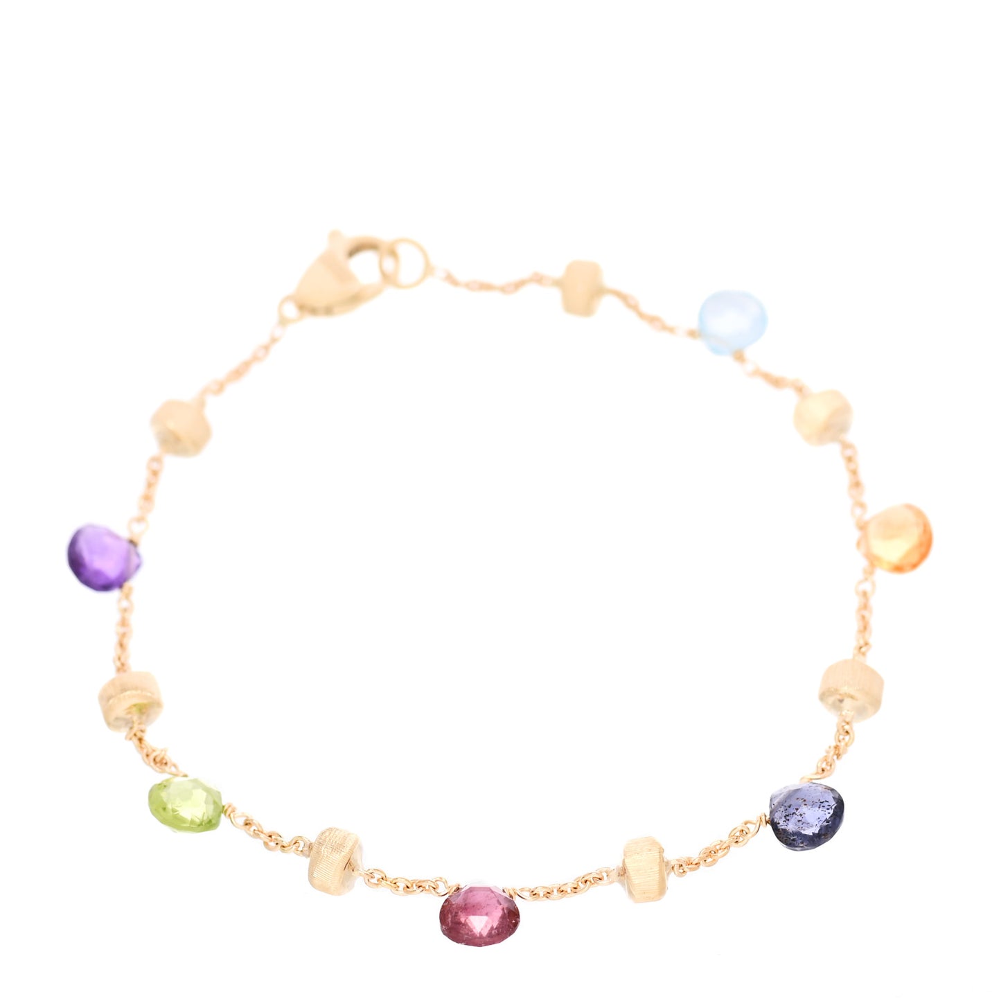 18K Yellow Gold Multi Gemstone Paradise Single Strand Bracelet