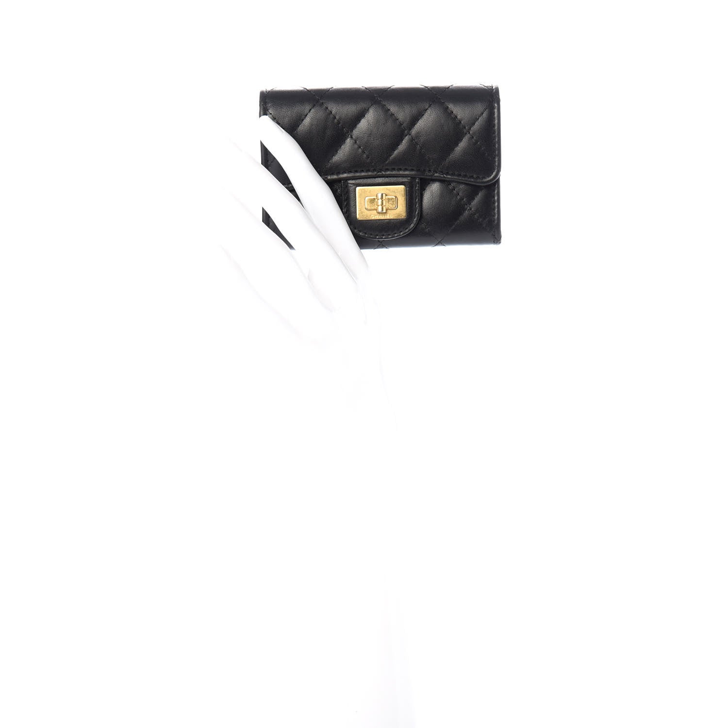 Chanel Aged Calfskin Quilted Reissue Flap Card Holder Black 2 of 9