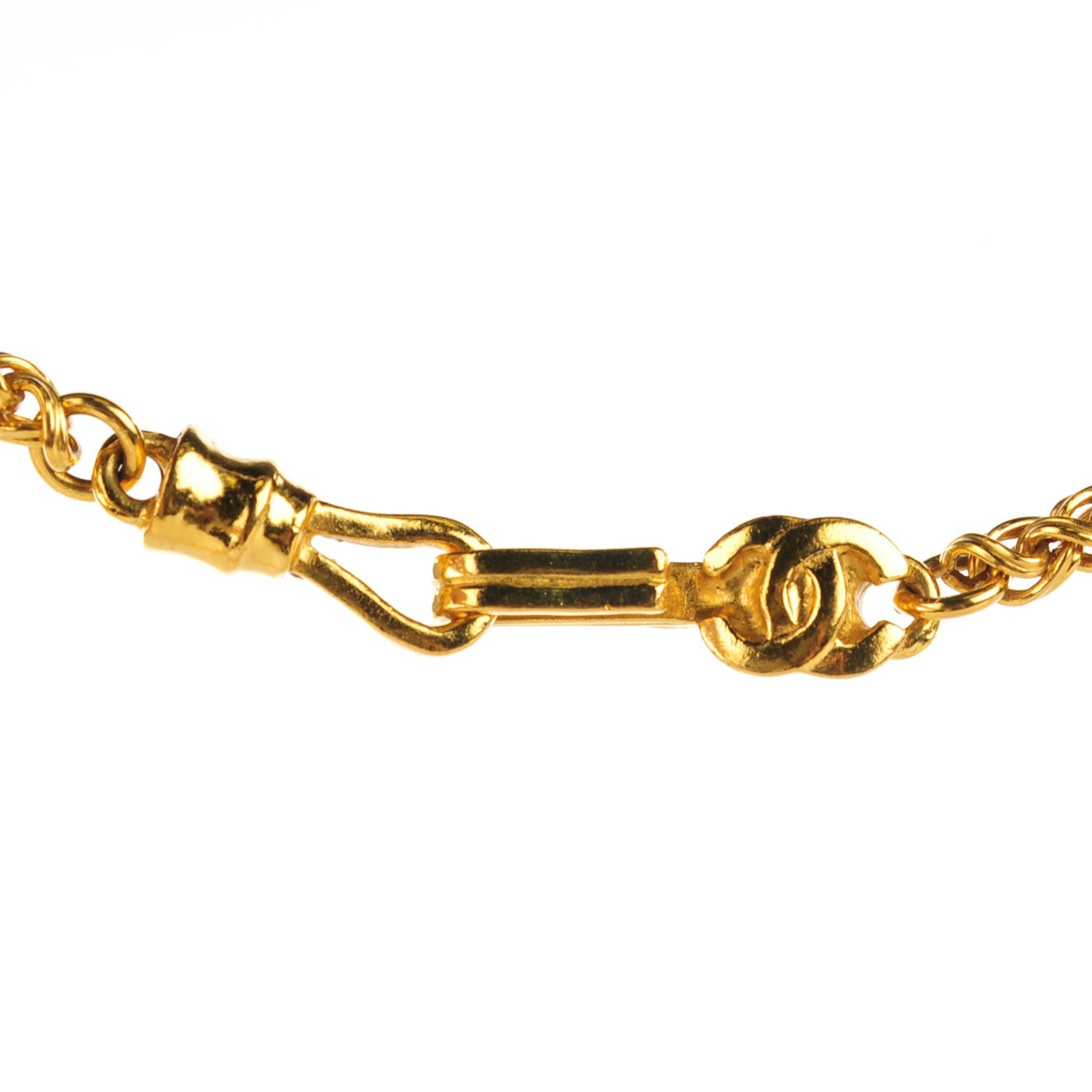 Chanel Fretwork CC Spindles Long Necklace Gold 4 of 4