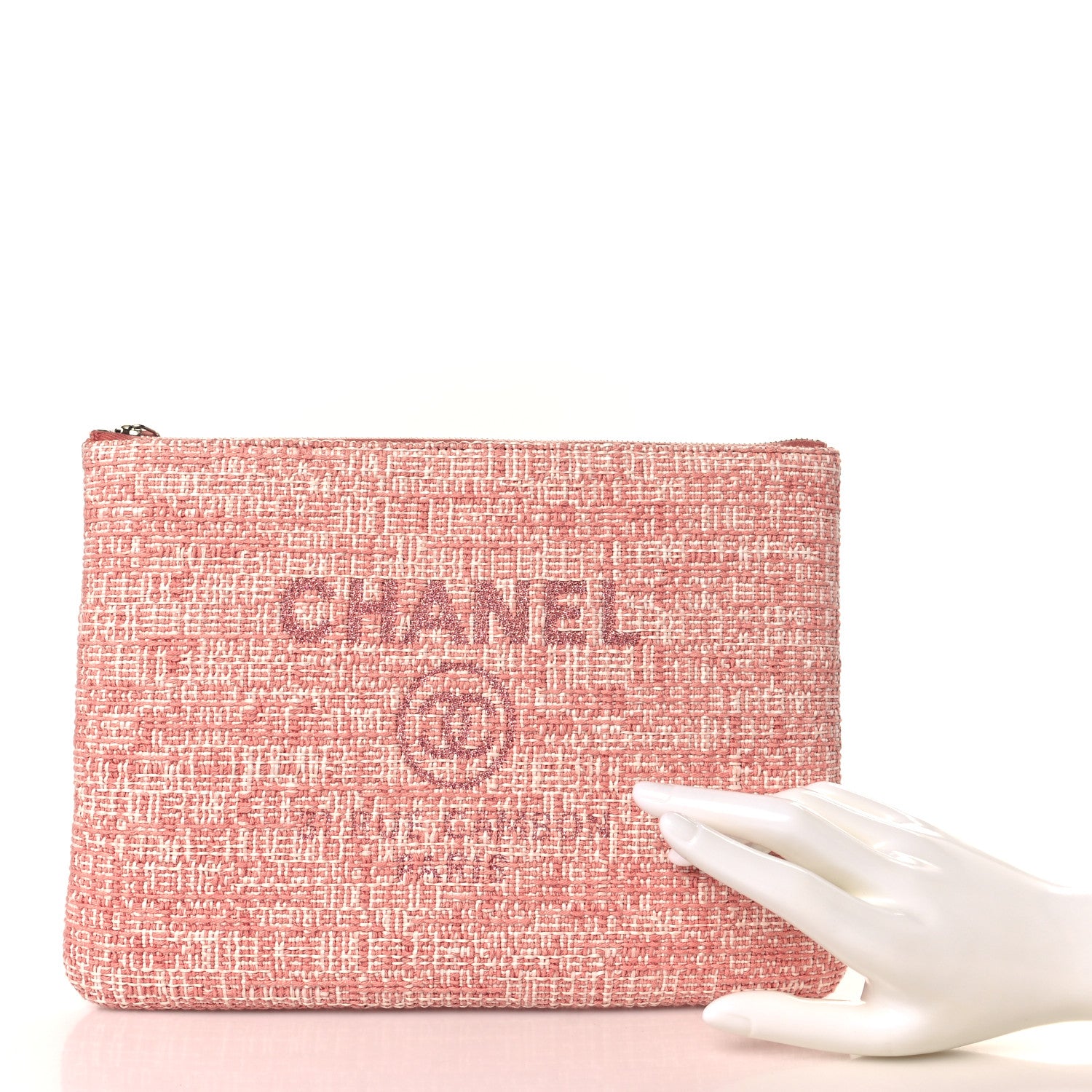 Chanel Canvas Medium Deauville Pouch Pink 2 of 10
