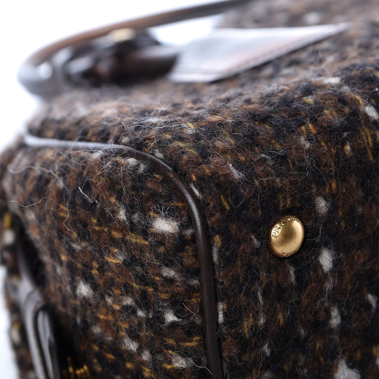 Tessuto Tweed Vitello Bowling Bag Cacao Knicker