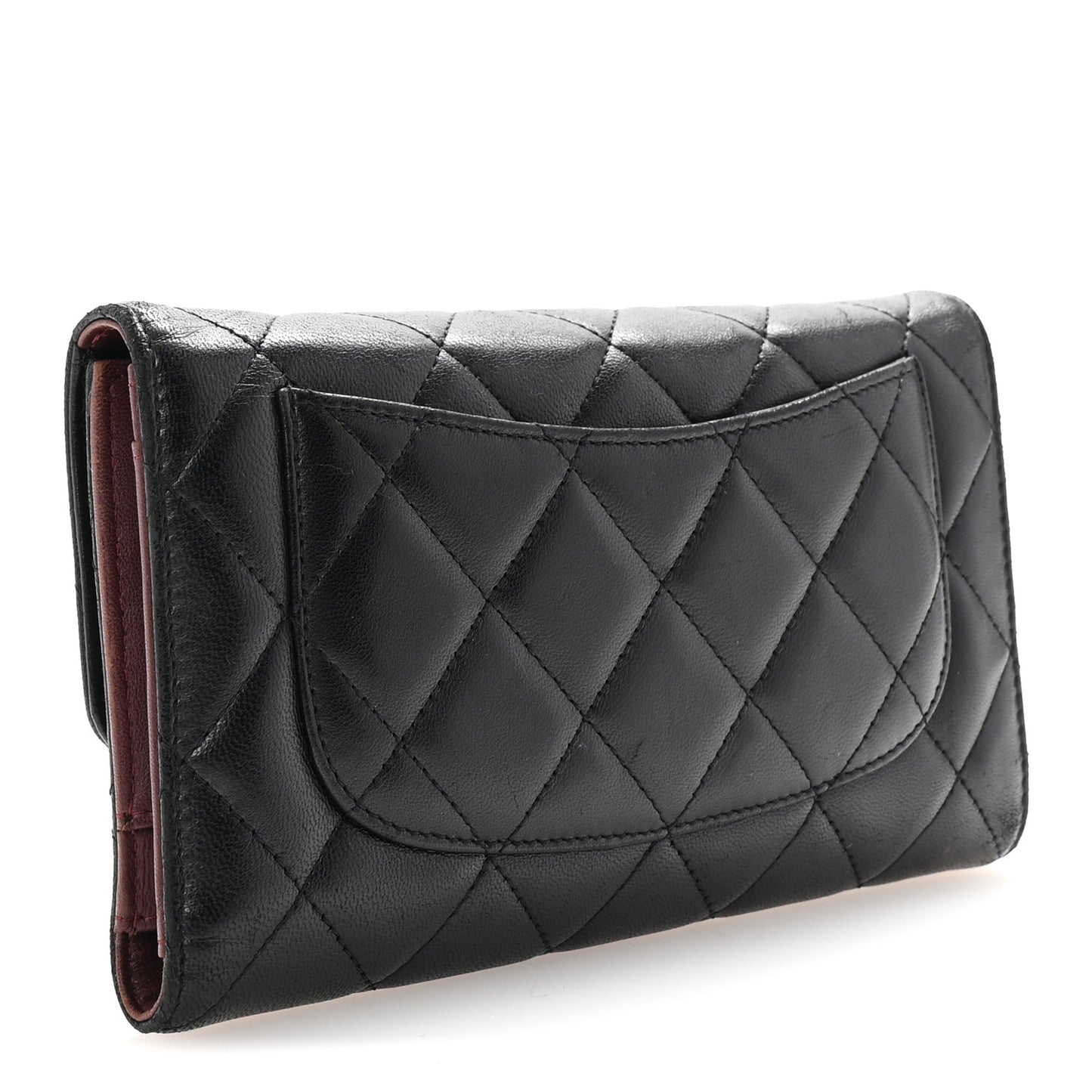 Lambskin Quilted Large Flap Wallet Black