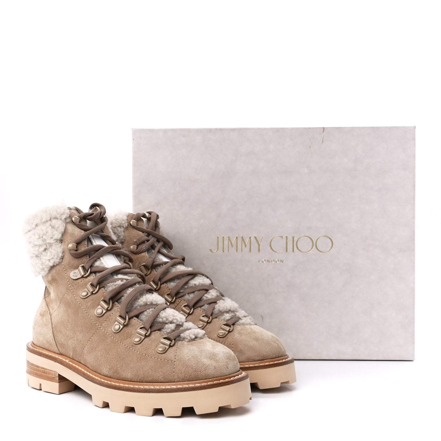 Suede Shearling Eshe Flat Boots Stucco 36.5 Natural