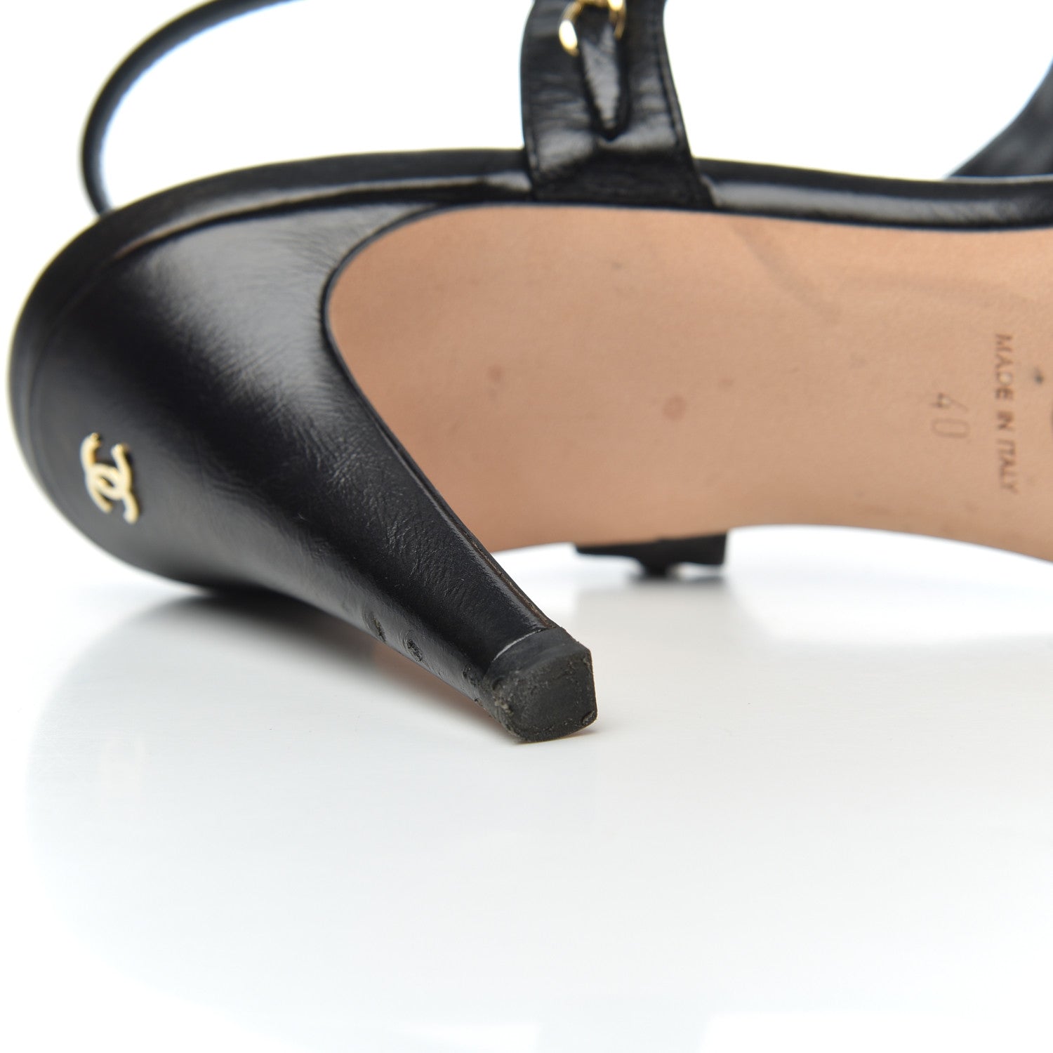 Chanel Crumpled Calfskin Chain Sandals 40 Black 17 of 20