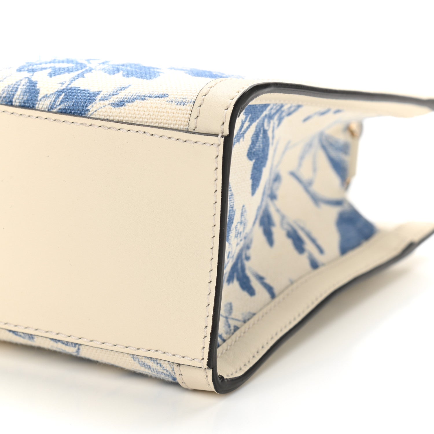 Gucci Canvas Herbarium Print Ribbon Top Handle Bag Blue 6 of 12