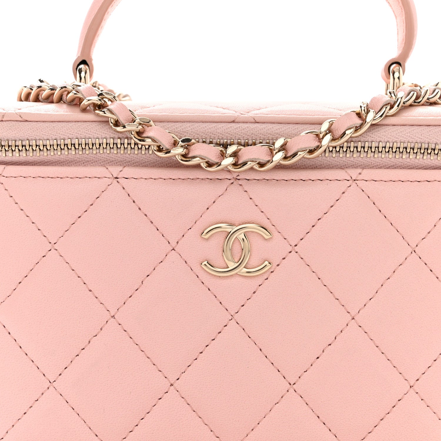 Chanel Lambskin Quilted Small Top Handle Vanity Case With Chain Light Pink 8 of 11