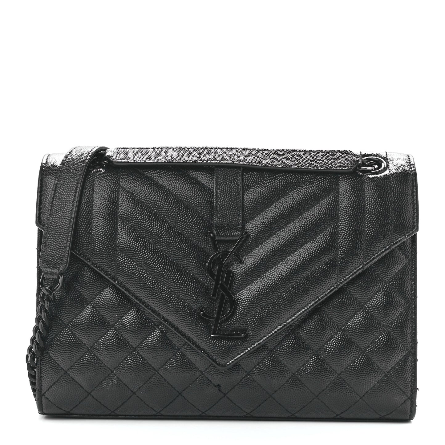 Grain De Poudre Textured Mixed Matelasse Triquilt Medium Monogram Monochrome Satchel Black