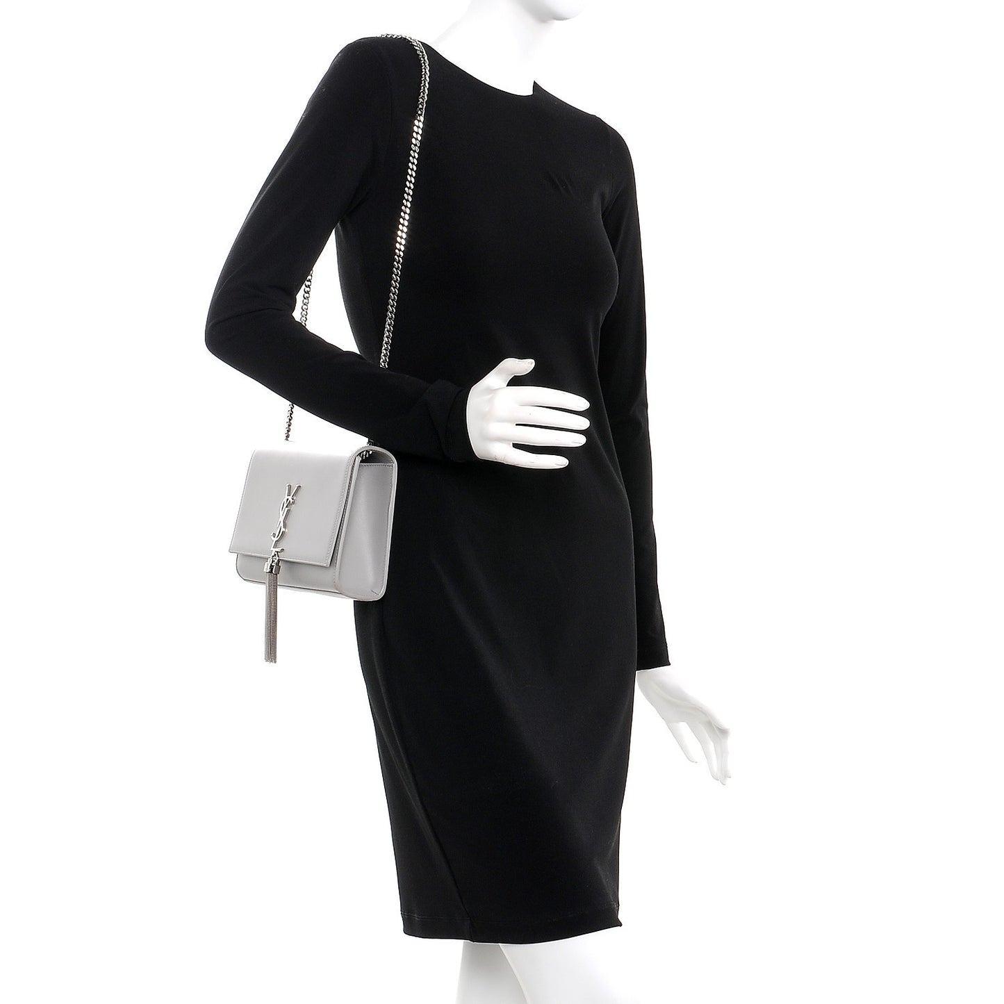 Smooth Calfskin Medium Classic Monogram Kate Tassel Satchel Souris