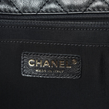 Chanel Metallized Calfskin Quilted Small XXL Travel Flap Bag Black 6 of 10