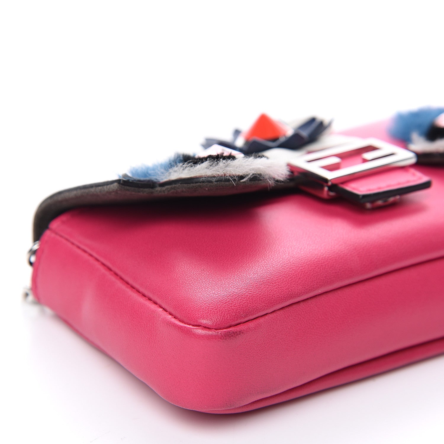 Fendi Shiny Nappa Rabbit Fur Crystal Flowerland Micro Buggie Baguette Fuxia Curacao Multicolor 6 of 7