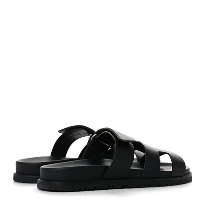 Hermes Calfskin Womens Chypre Sandals 37.5 Black 4 of 9