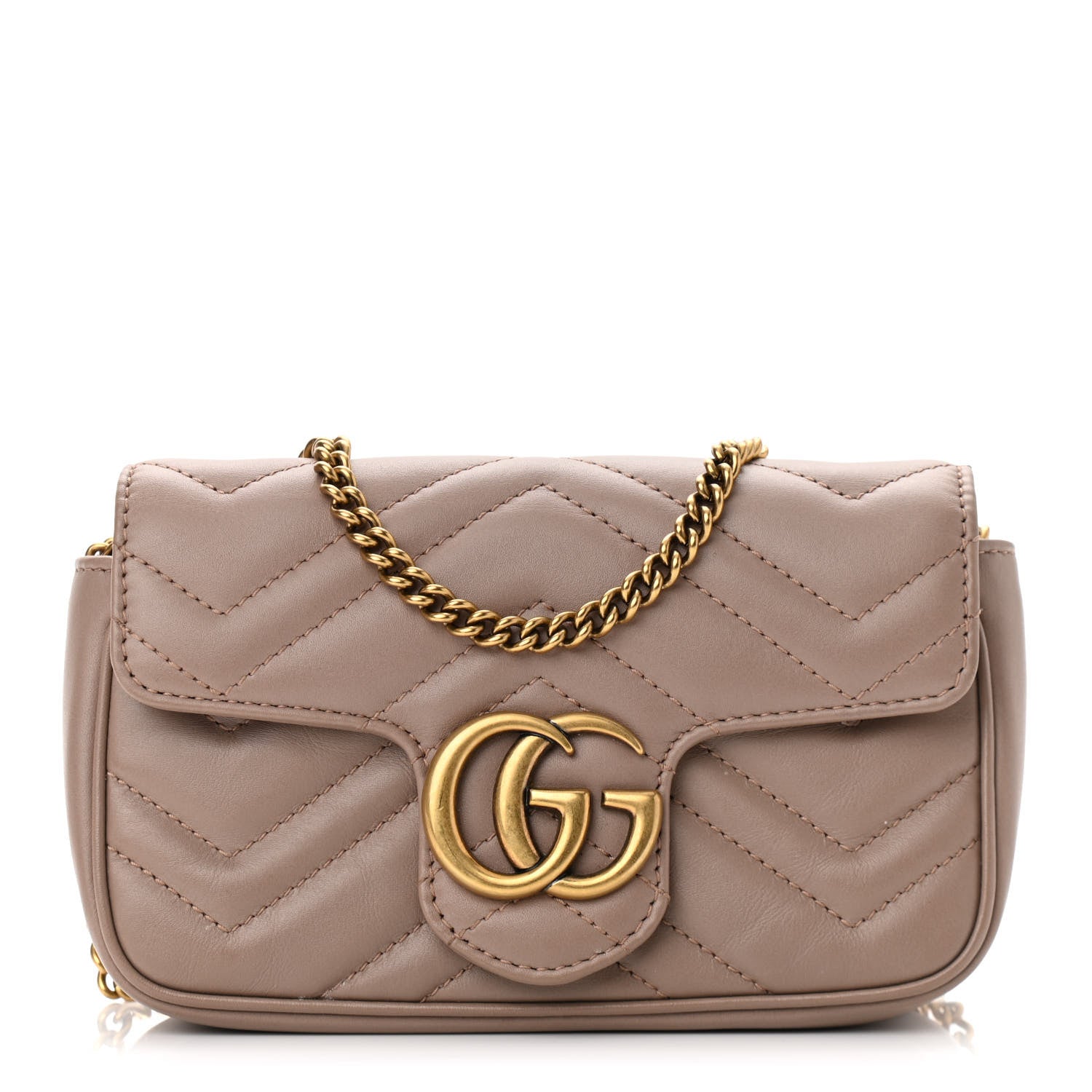Gucci Calfskin Matelasse Super Mini GG Marmont Shoulder Bag Porcelain Rose 1 of 10