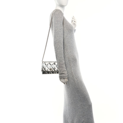 Alexander McQueen Metallic Calfskin Quilted Graffiti Skull Small Chain Crossbody Bag Silver 2 of 9