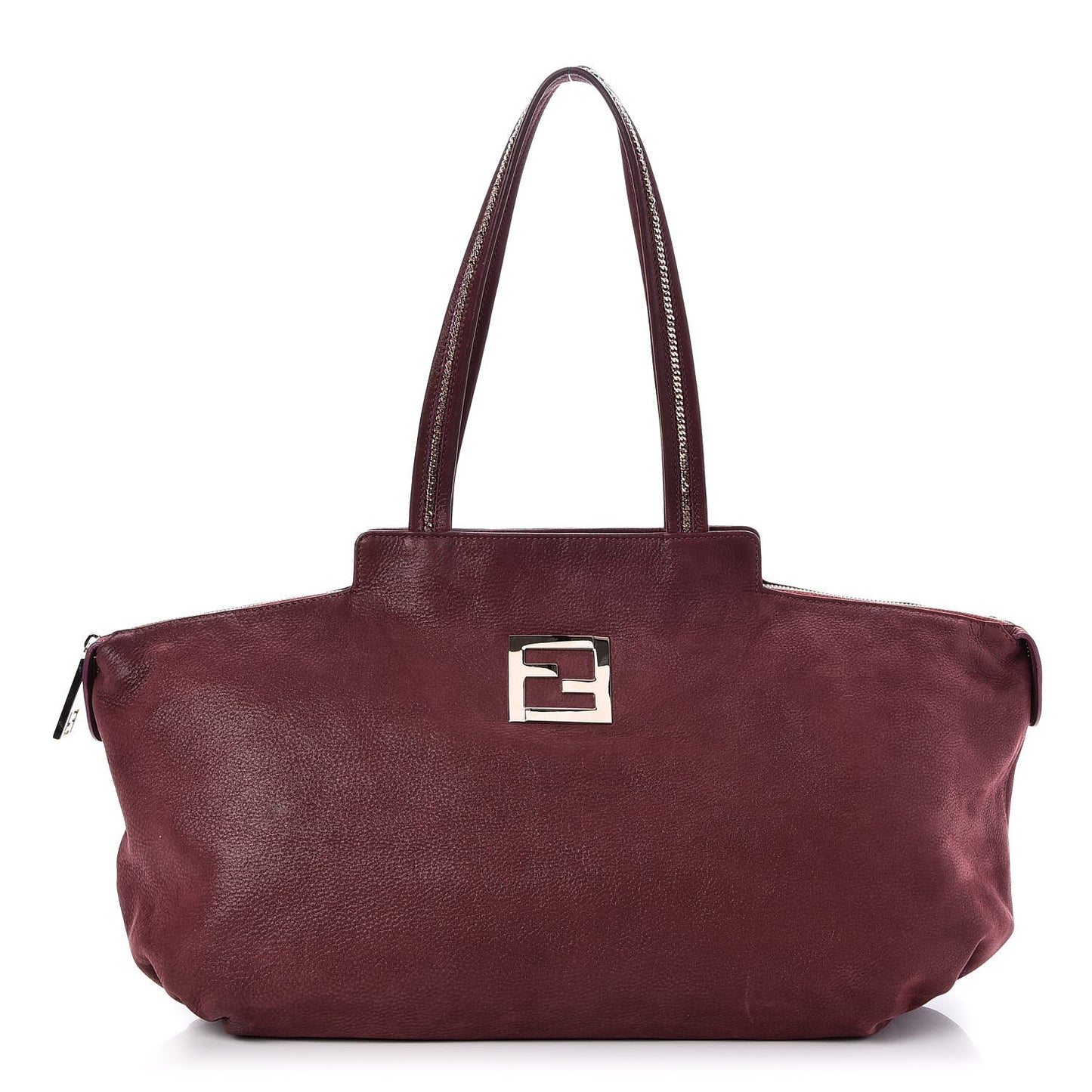 Metallic Nubuck Medium Chains Tote Rosso Scuro