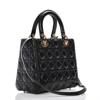 Christian Dior Lambskin Cannage Medium Lady Dior Black 9 of 16