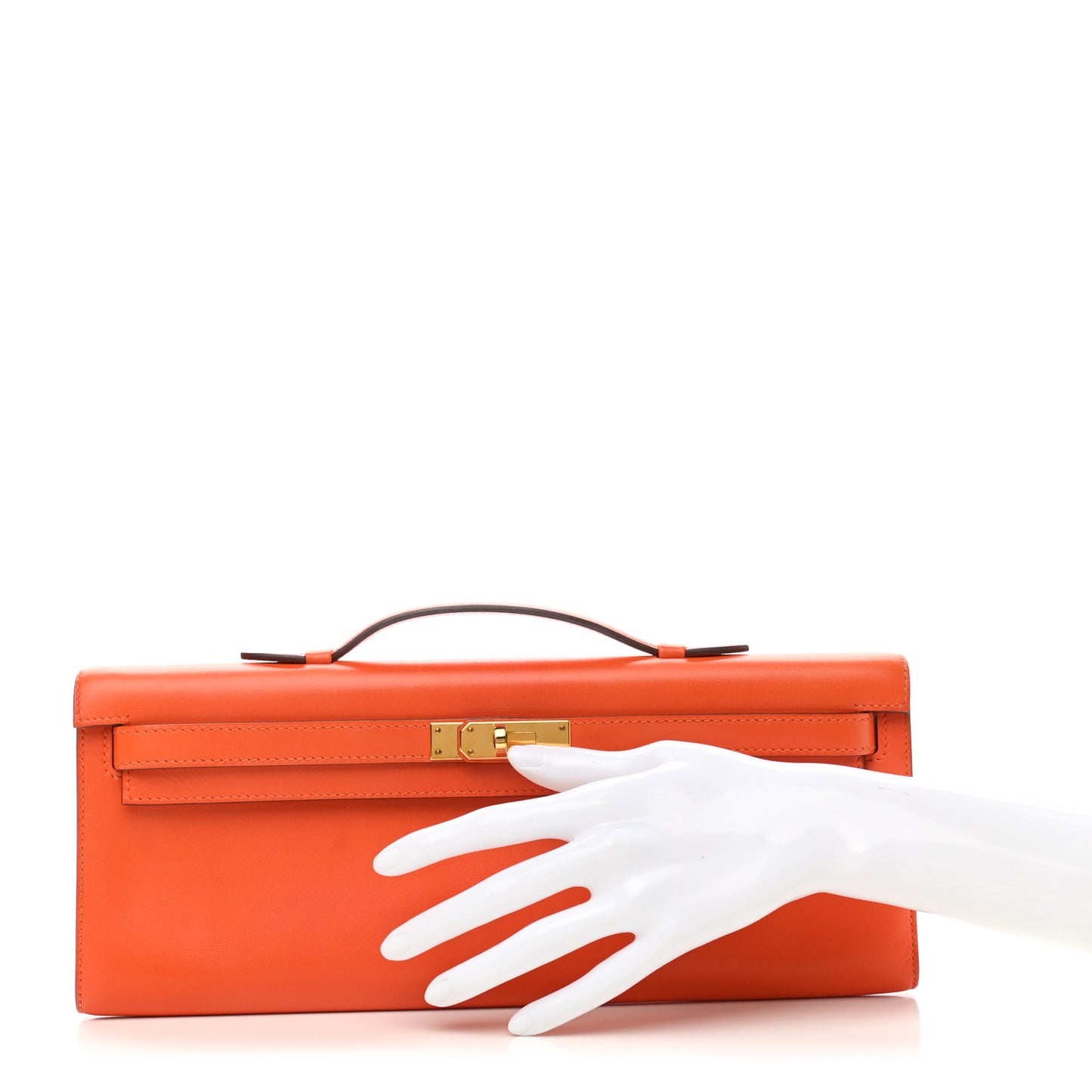 Tadelakt Kelly Cut Clutch Pochette Orange