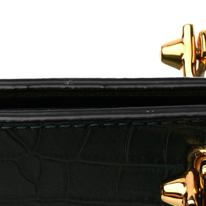 Alexander McQueen Crocodile Embossed Calfskin The Short Story Shoulder Bag Black 11 of 11