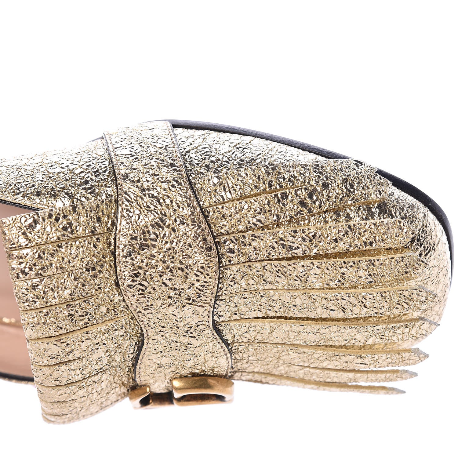 Gucci Galassia Womens GG Marmont Fringe Slippers 37.5 Platino 8 of 11