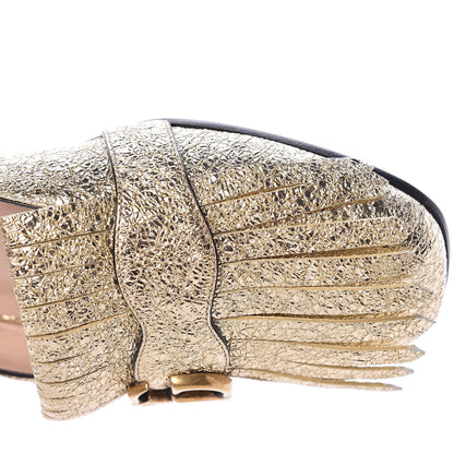 Gucci Galassia Womens GG Marmont Fringe Slippers 37.5 Platino 8 of 11