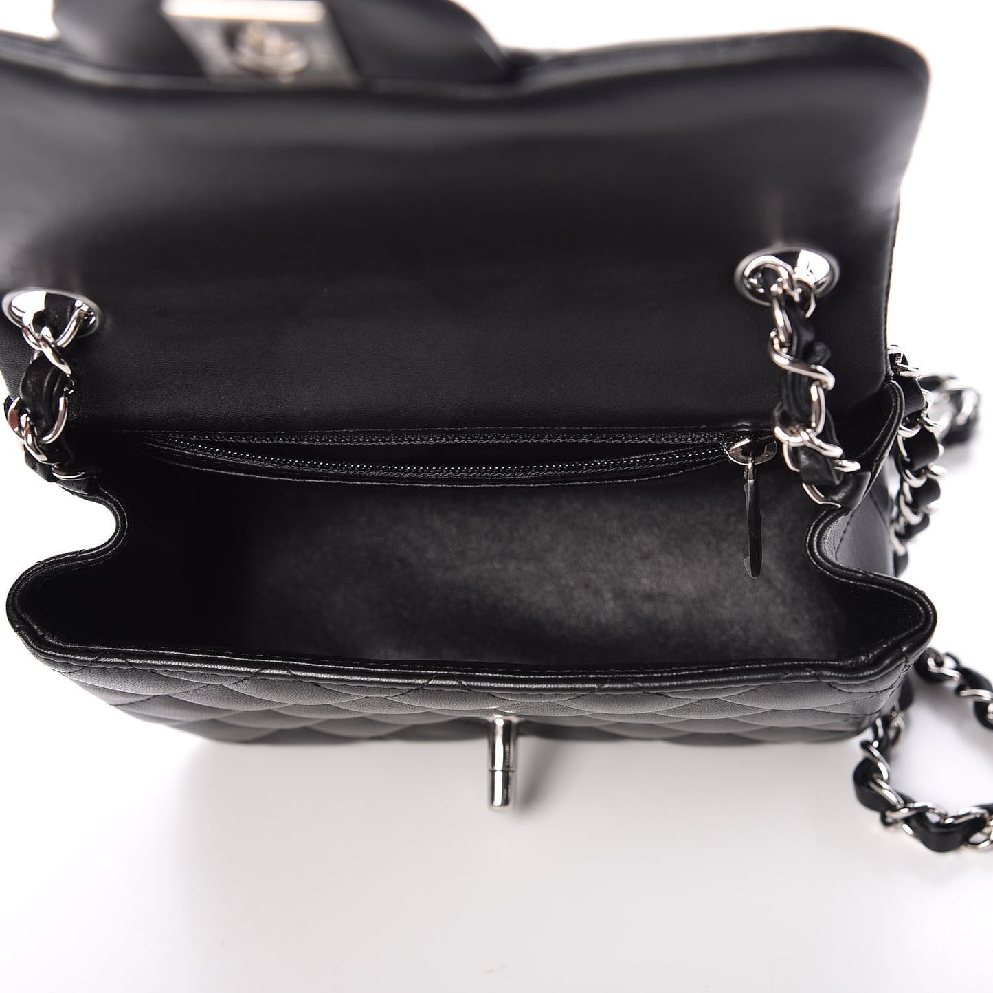 Lambskin Quilted Mini Square Flap Black