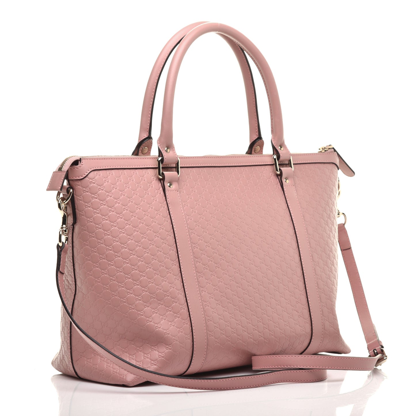 Soft Microguccissima Medium Zippered Satchel Soft Pink