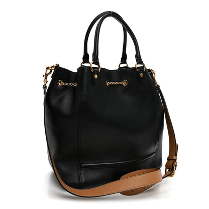 Fendi Vitello Grace King Karligraphy Chain Bucket Bag Black Bisquit 3 of 12