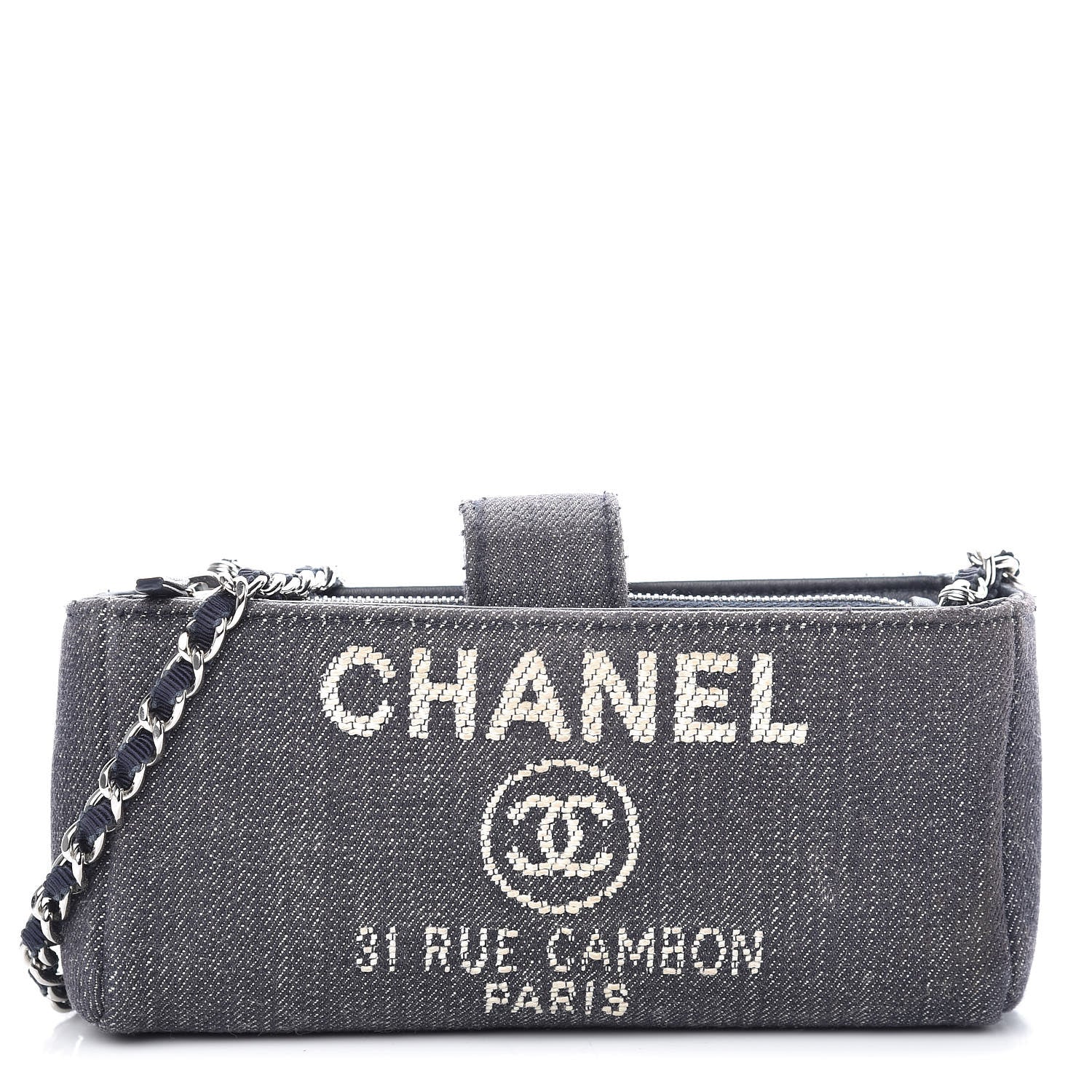 Chanel Canvas Deauville Phone Holder Crossbody Dark Blue 1 of 9