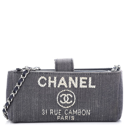 Chanel Canvas Deauville Phone Holder Crossbody Dark Blue 1 of 9