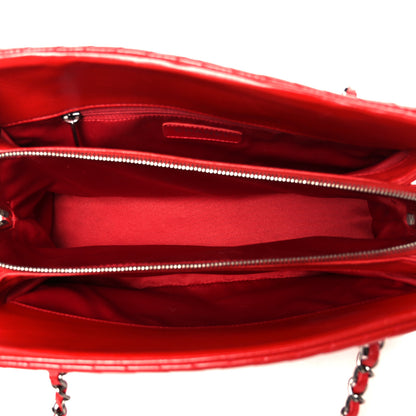 Chanel Lambskin Quilted CC Crossing Shopping Tote Red 5 of 11