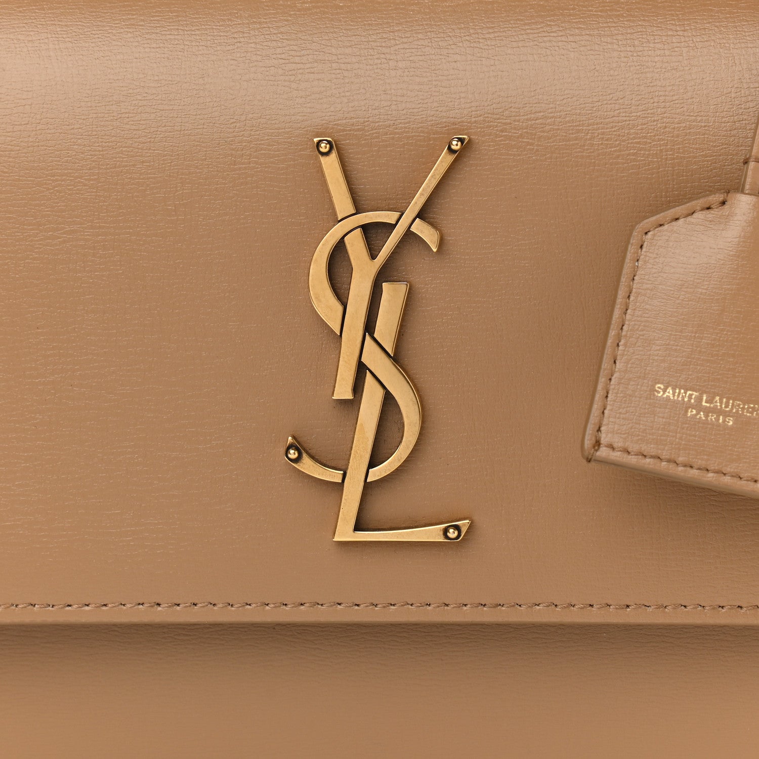 Saint Laurent Smooth Calfskin Medium Monogram Sunset Satchel Natural Tan 11 of 11