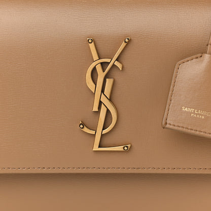 Saint Laurent Smooth Calfskin Medium Monogram Sunset Satchel Natural Tan 11 of 11
