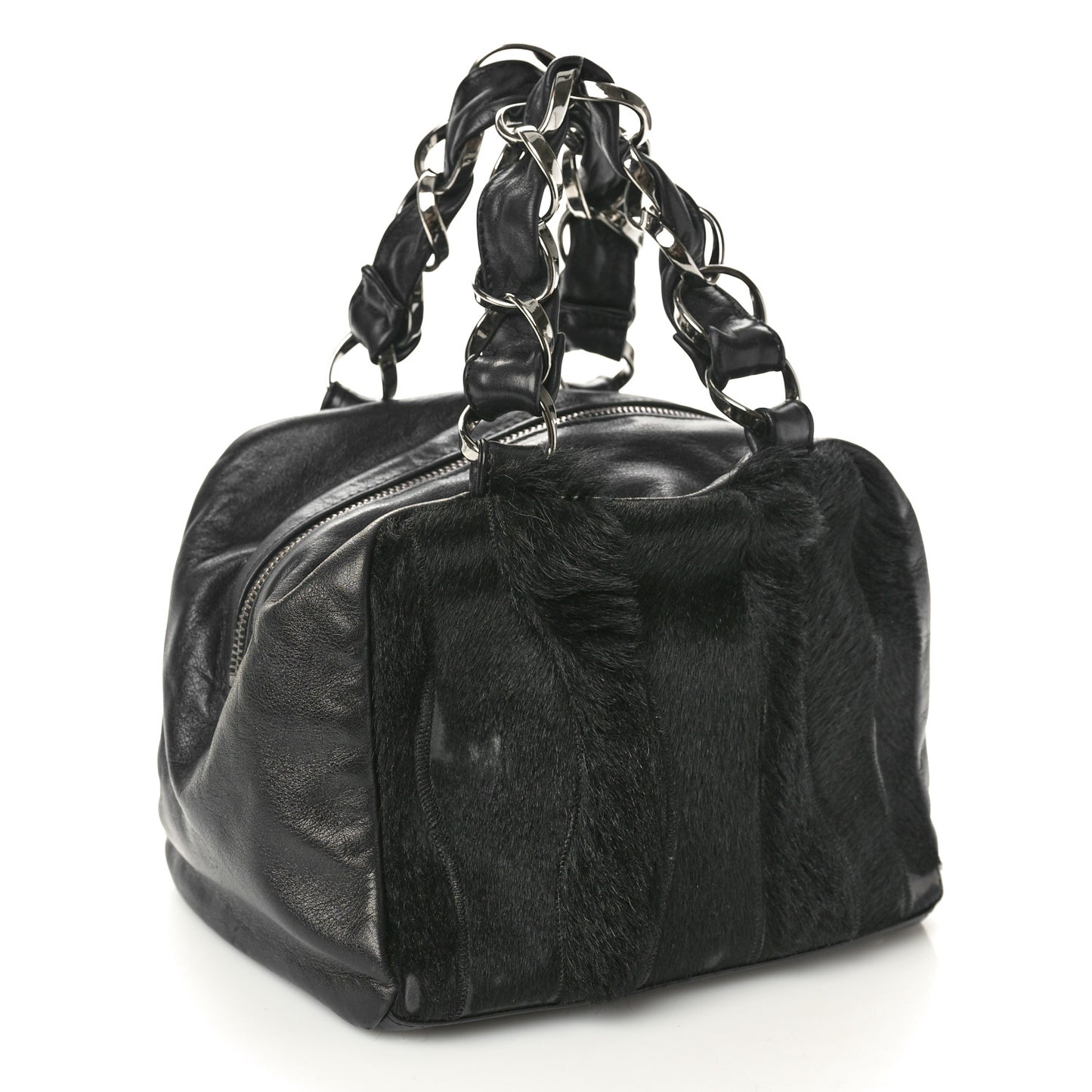Lambskin Pony Hair Tote Black