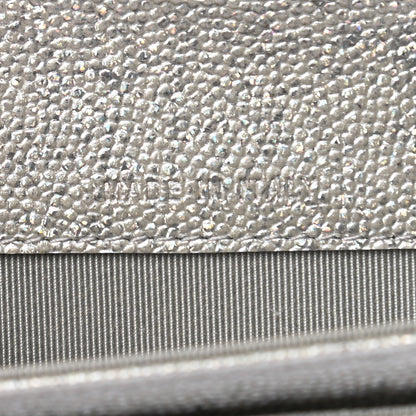 Chanel Glittered Metallic Caviar Quilted Flap Card Holder Wallet Silver 7 of 8