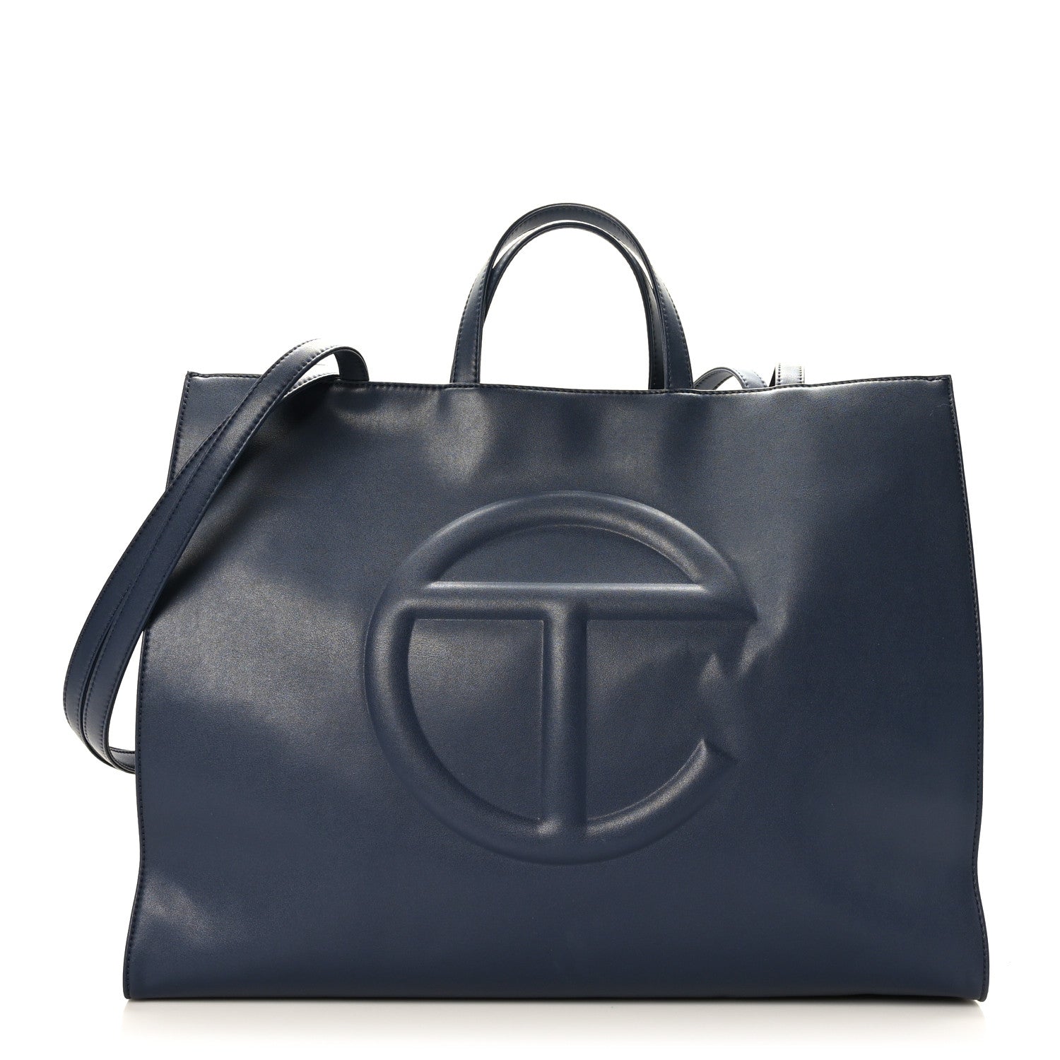 Telfar Vegan Leather Large Shopping Bag Navy 1 of 8