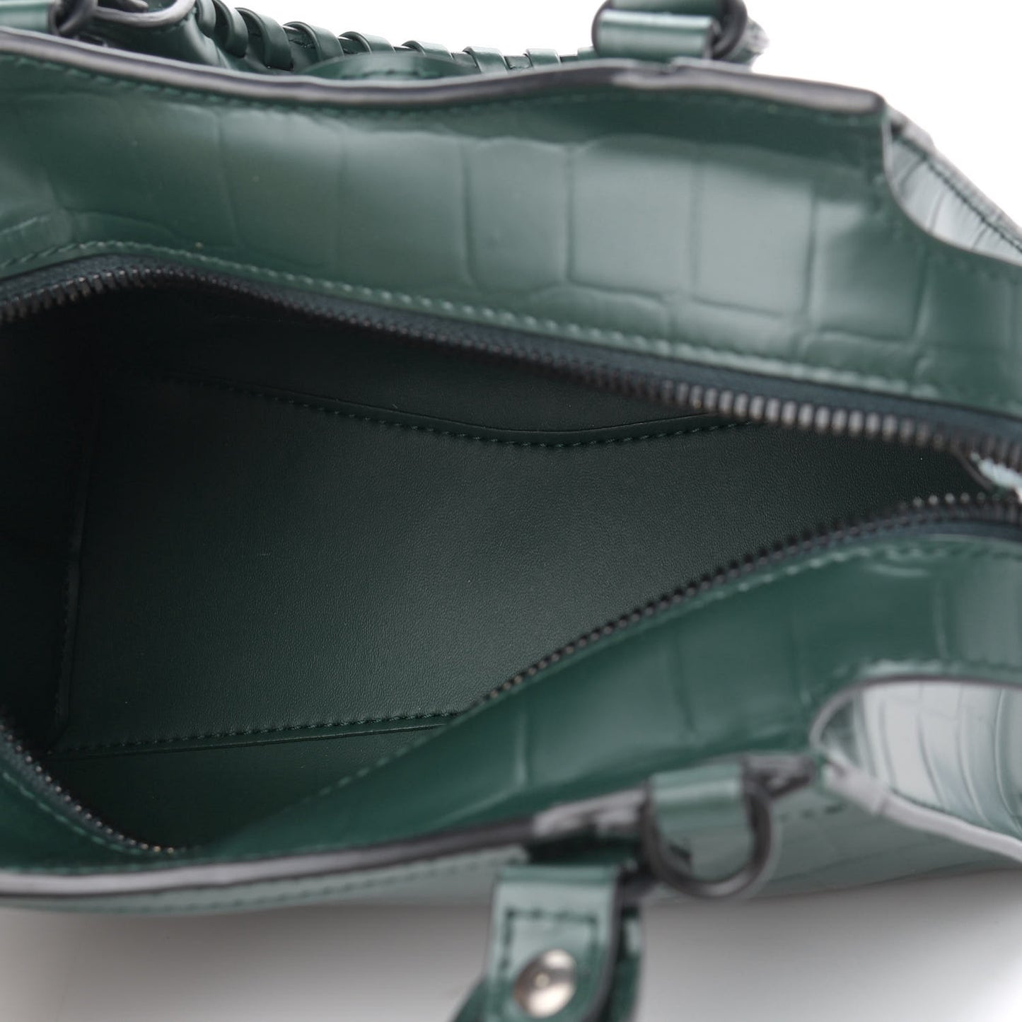 Semi Shiny Calfskin Crocodile Embossed Neo Classic Black Hardware Mini City Forest Green