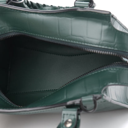 Balenciaga Semi Shiny Calfskin Crocodile Embossed Neo Classic Black Hardware Mini City Forest Green 5 of 9