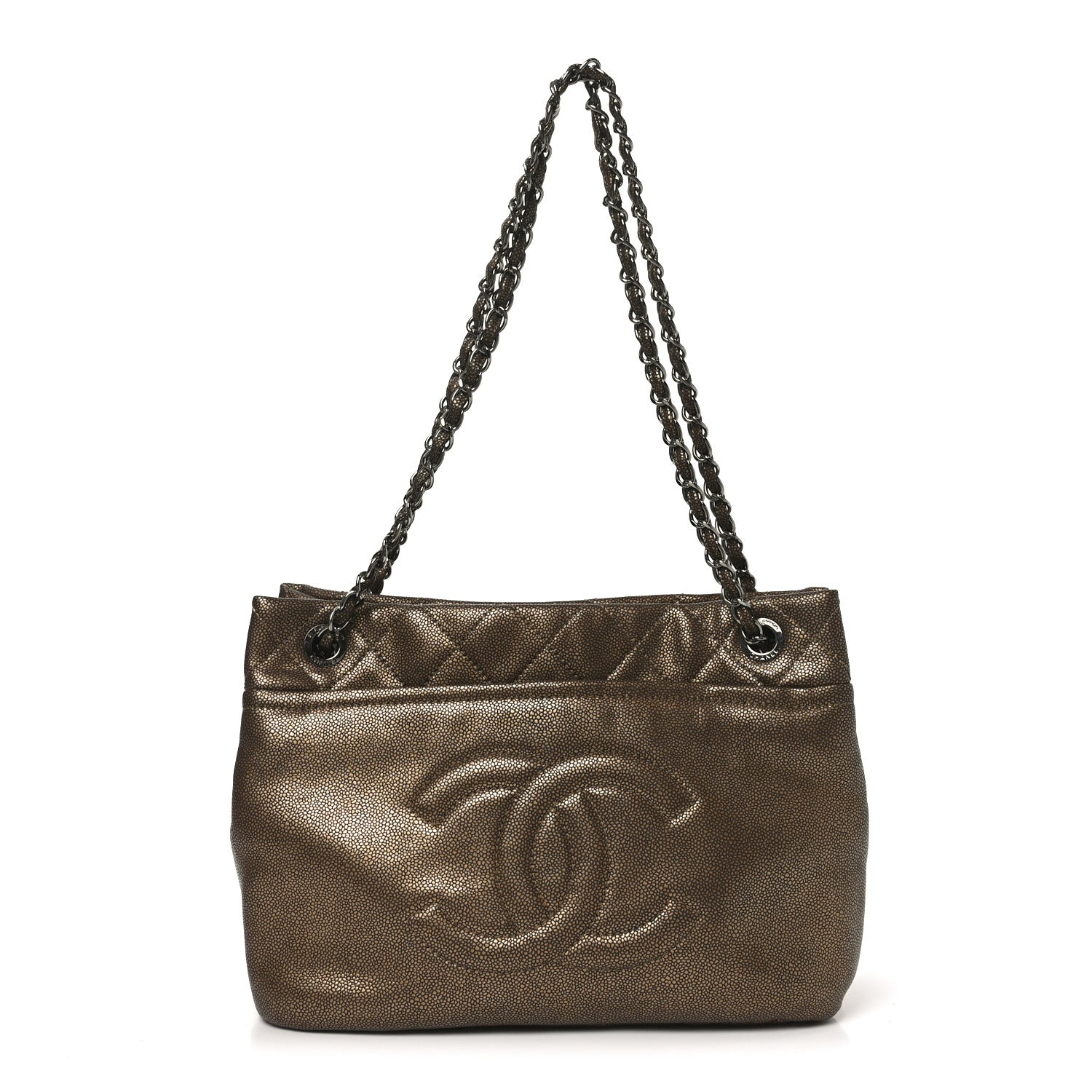 Chanel Metallic Caviar Quilted Large Timeless CC Soft Tote Bronze 1 of 10