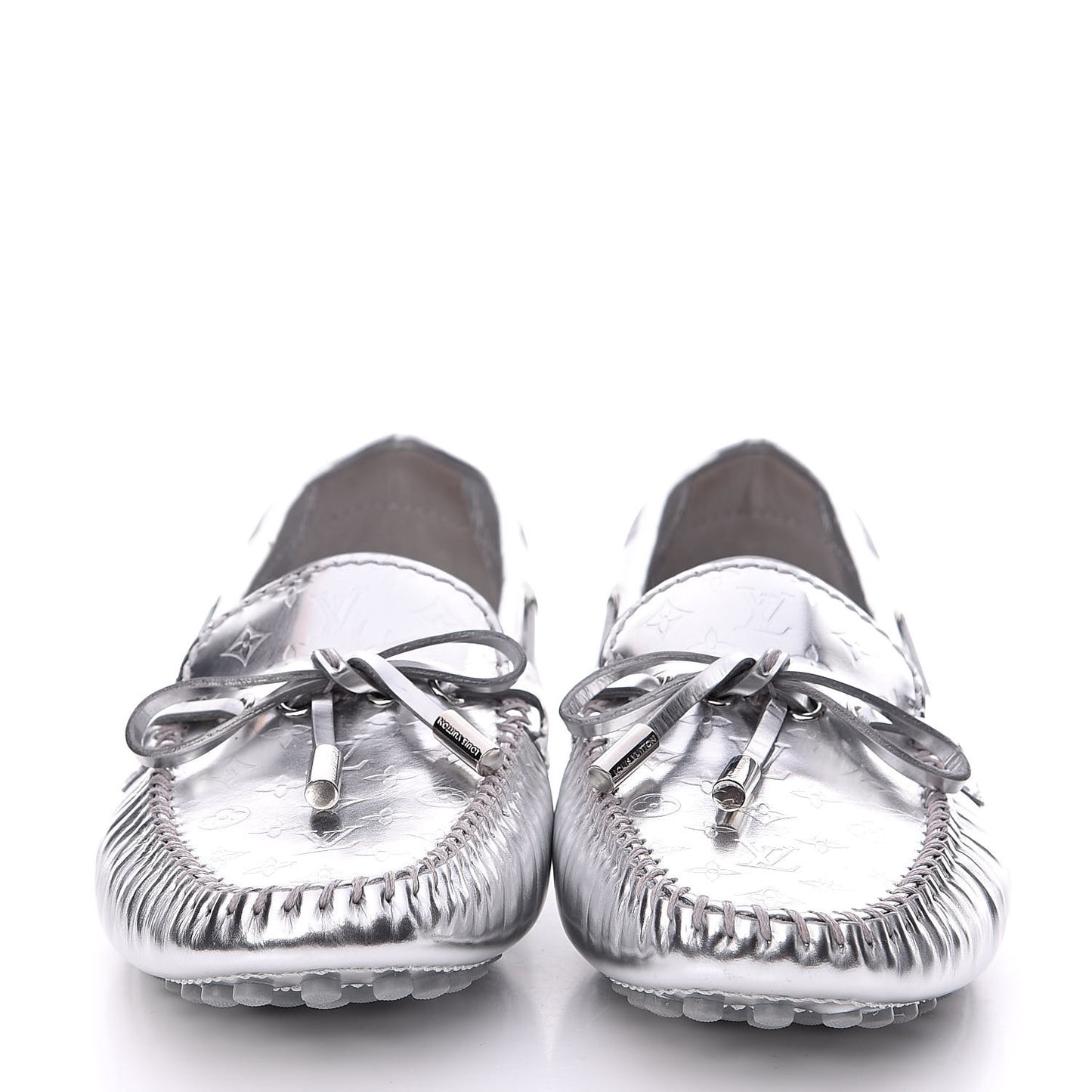 Patent Calfskin Monogram Gloria Loafers 37.5 Silver
