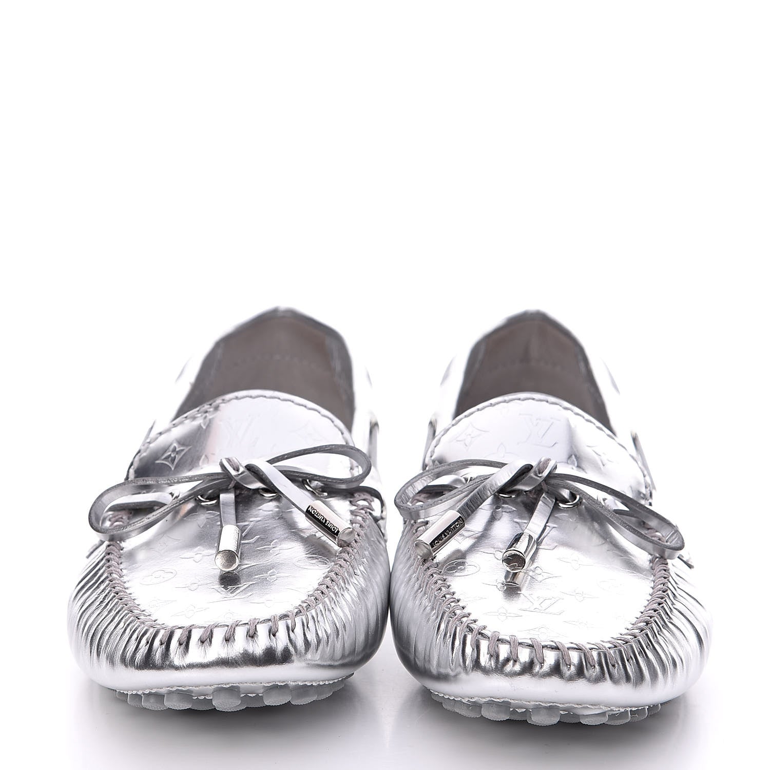 Louis Vuitton Patent Calfskin Monogram Gloria Loafers 37.5 Silver 2 of 9