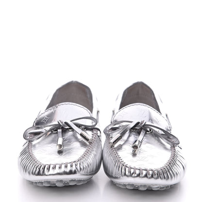 Louis Vuitton Patent Calfskin Monogram Gloria Loafers 37.5 Silver 2 of 9