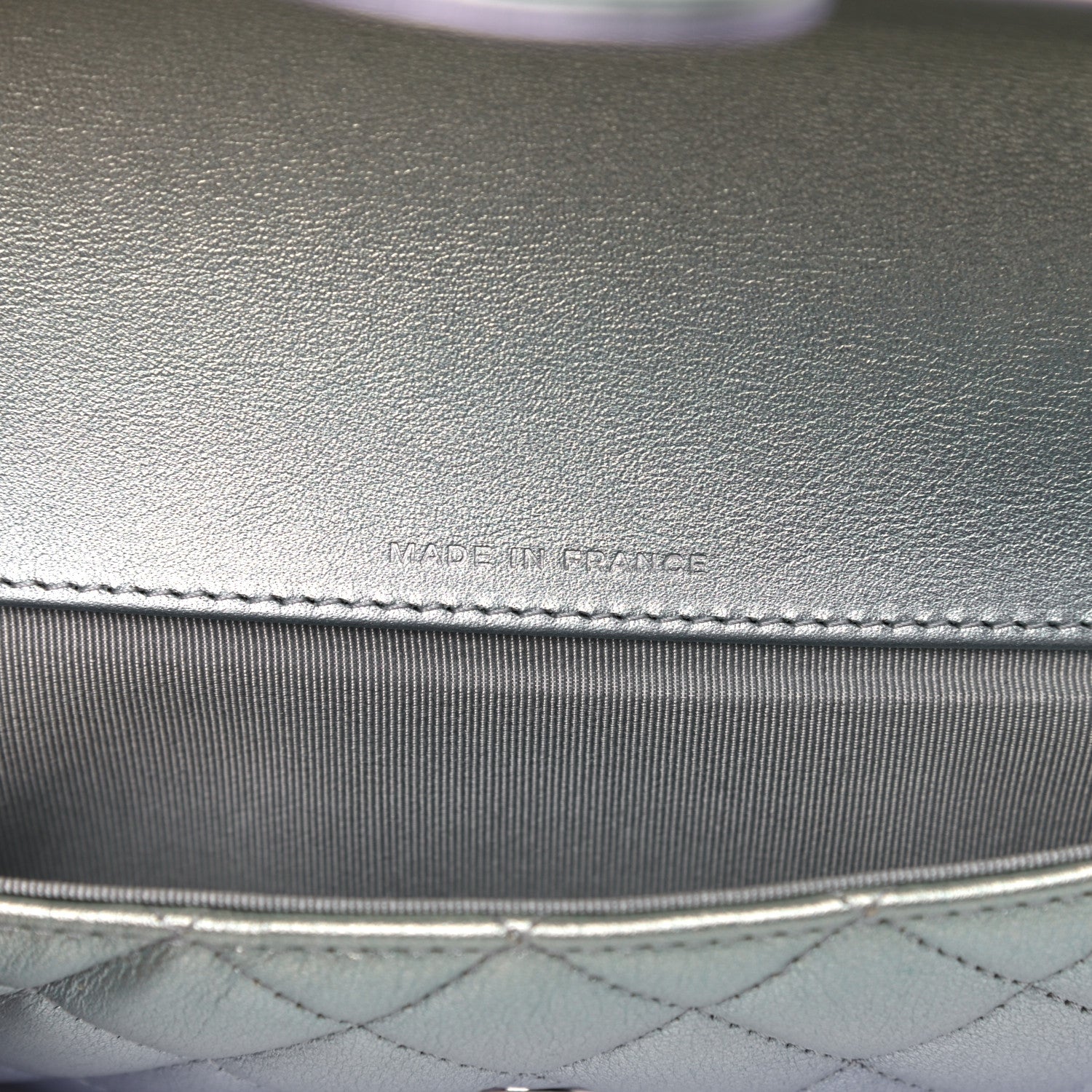 Chanel Gradient Metallic Calfskin Quilted Glasses Case With Chain Silver Blue Yellow Purple 6 of 8